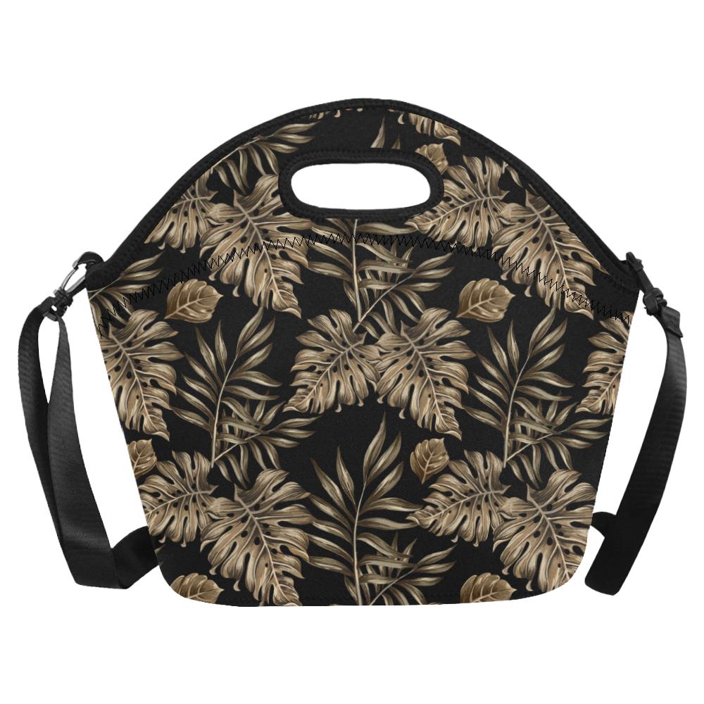 Brown Tropical Palm Leaves Neoprene Lunch Bag (Model 1669)(Large)-JTAMIGO.COM