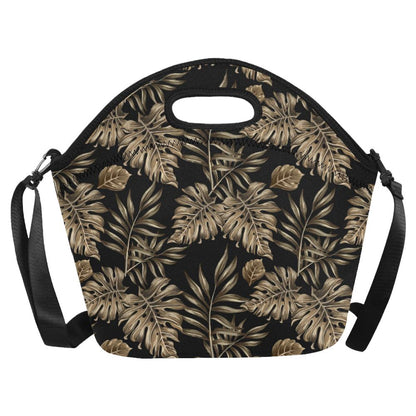 Brown Tropical Palm Leaves Neoprene Lunch Bag (Model 1669)(Large)-JTAMIGO.COM