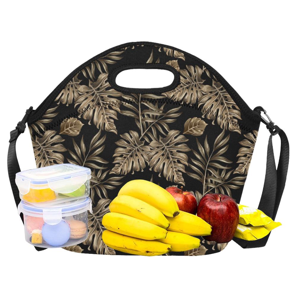 Brown Tropical Palm Leaves Neoprene Lunch Bag (Model 1669)(Large)-JTAMIGO.COM