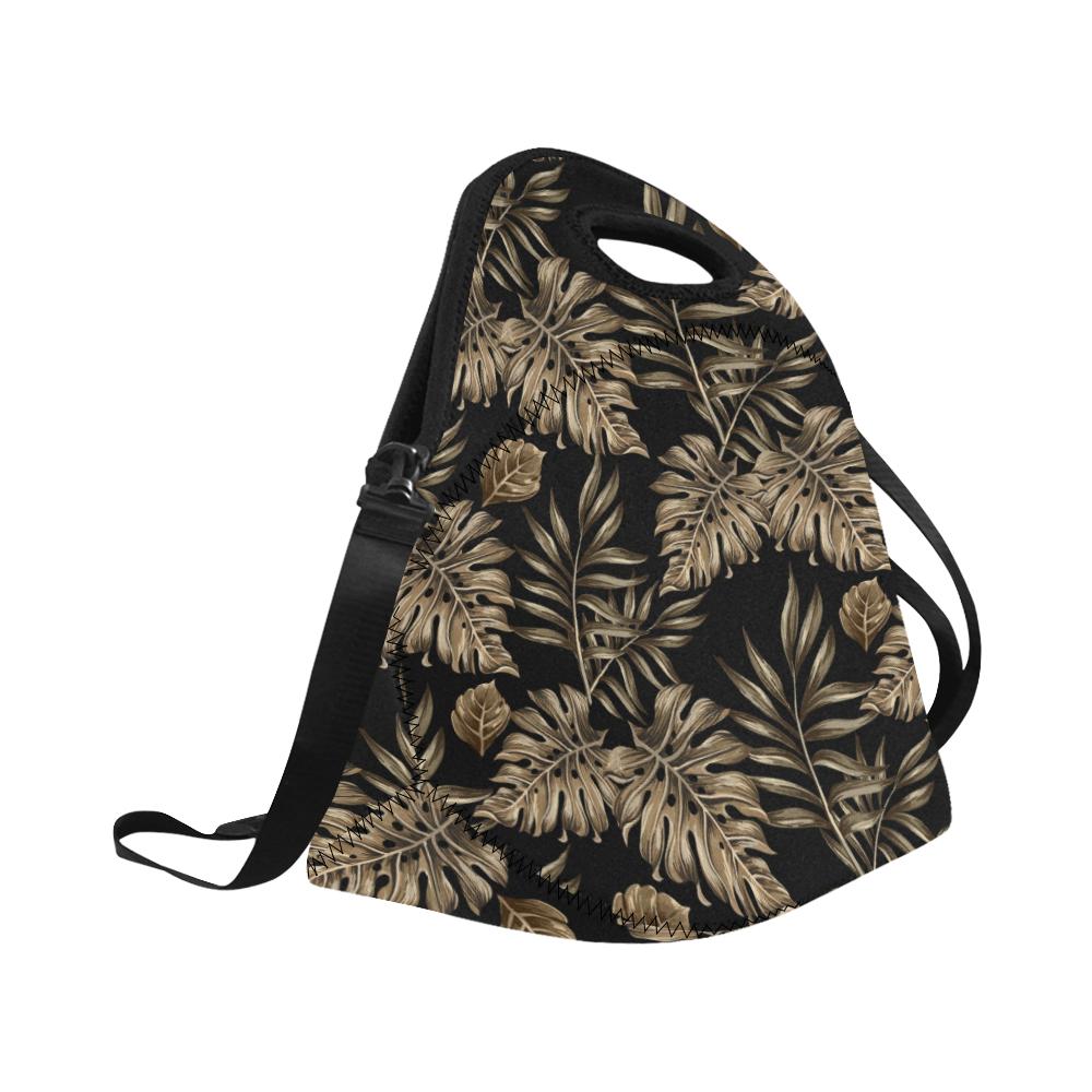 Brown Tropical Palm Leaves Neoprene Lunch Bag (Model 1669)(Large)-JTAMIGO.COM