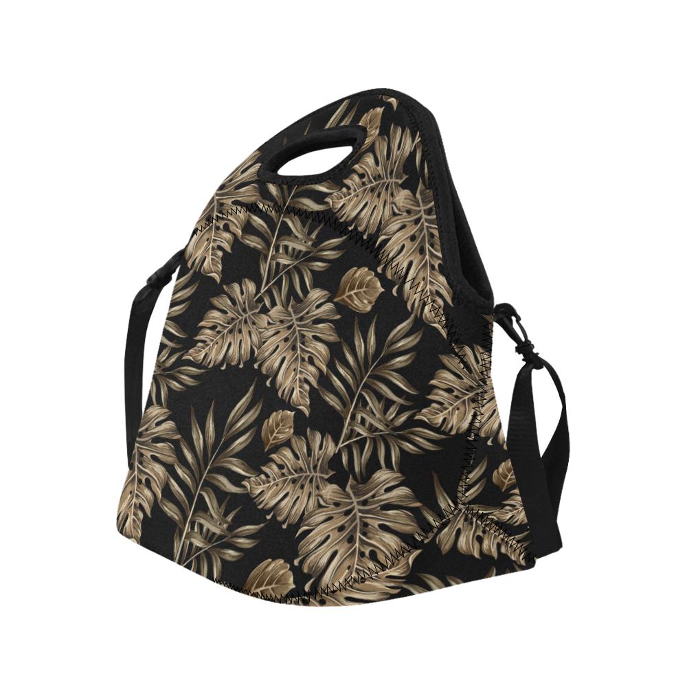 Brown Tropical Palm Leaves Neoprene Lunch Bag (Model 1669)(Large)-JTAMIGO.COM