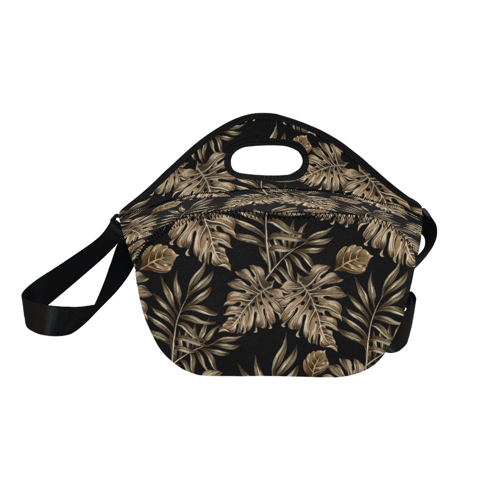 Brown Tropical Palm Leaves Neoprene Lunch Bag (Model 1669)(Large)-JTAMIGO.COM