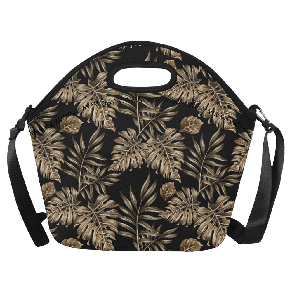 Brown Tropical Palm Leaves Neoprene Lunch Bag (Model 1669)(Large)-JTAMIGO.COM