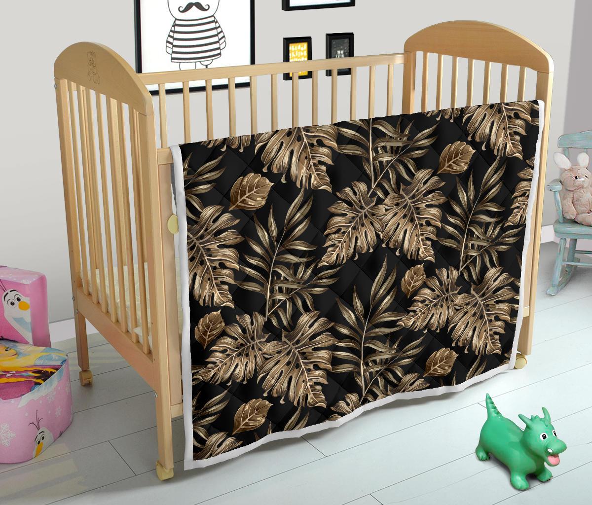 Brown Tropical Palm Leaves Premium Quilt-JTAMIGO.COM