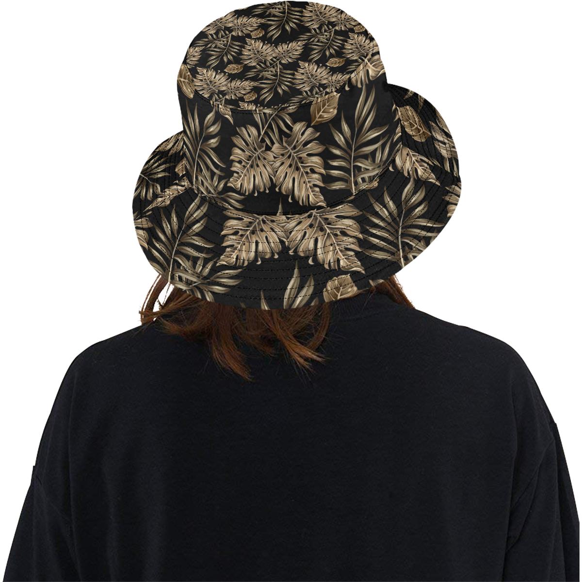 Brown Tropical Palm Leaves Unisex Bucket Hat