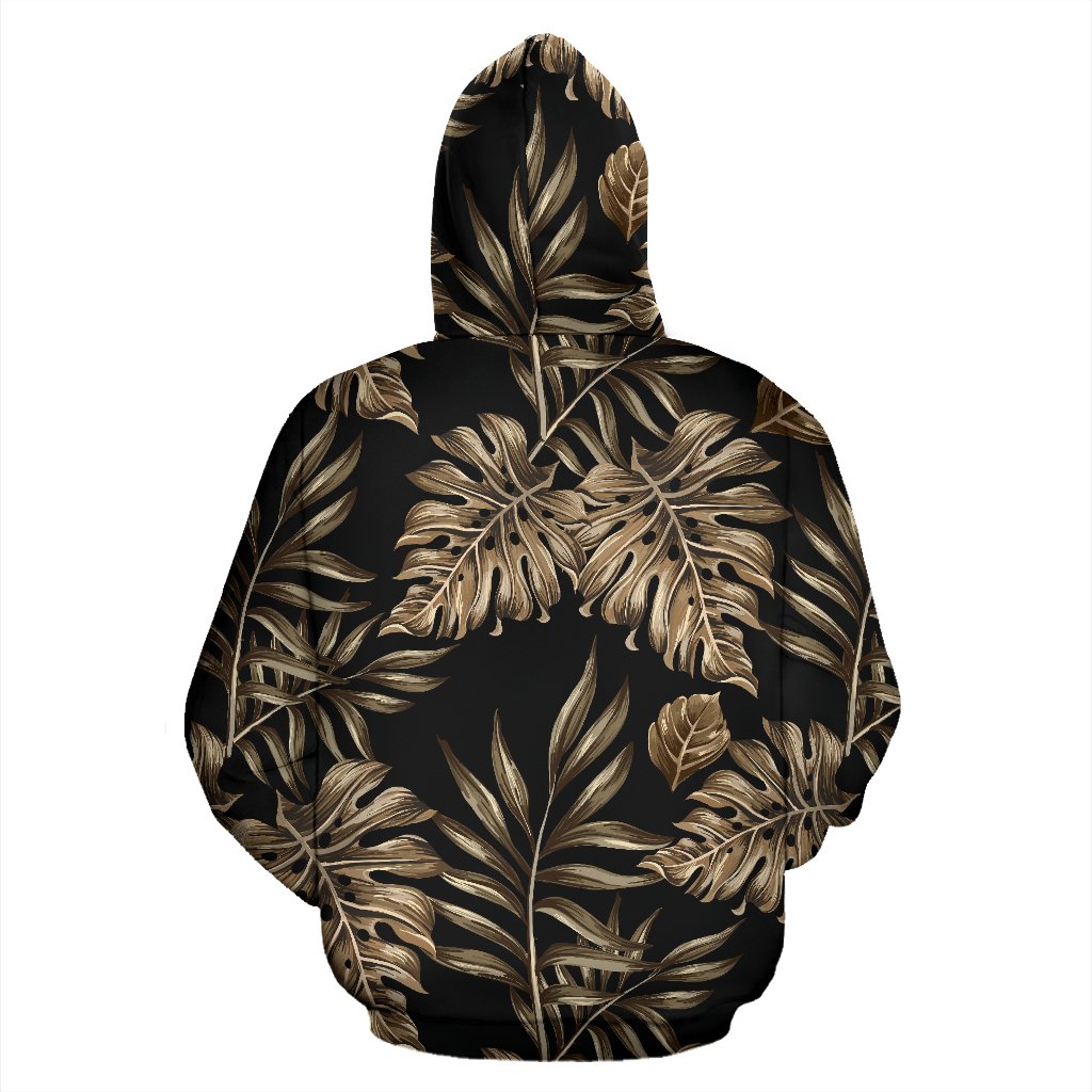 Brown Tropical Palm Leaves Zip Up Hoodie