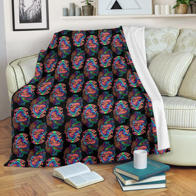 Buddha Head Colorful Print Fleece Blanket