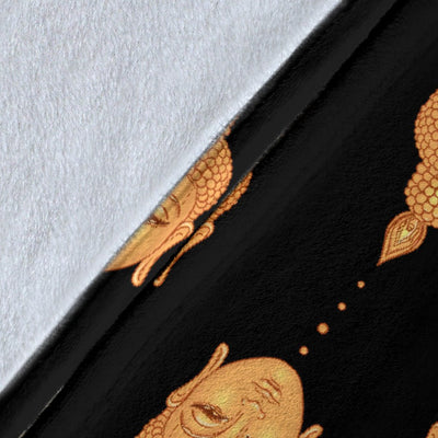 Buddha Head Gold Print Fleece Blanket