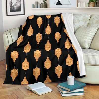 Buddha Head Gold Print Fleece Blanket