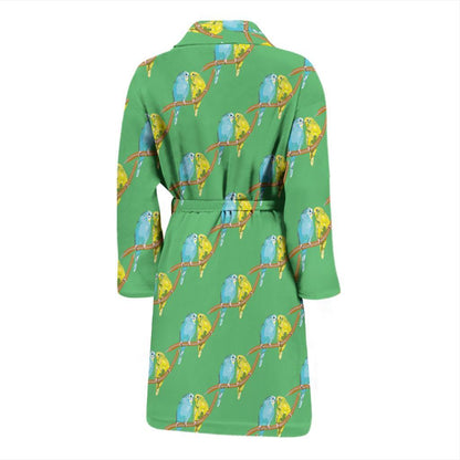 Budgerigar Pattern Print Design 01 Men Bathrobe-JORJUNE.COM