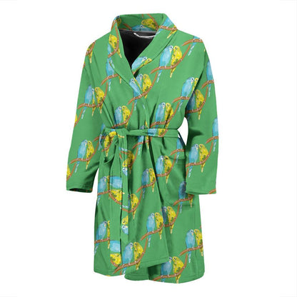 Budgerigar Pattern Print Design 01 Men Bathrobe-JORJUNE.COM