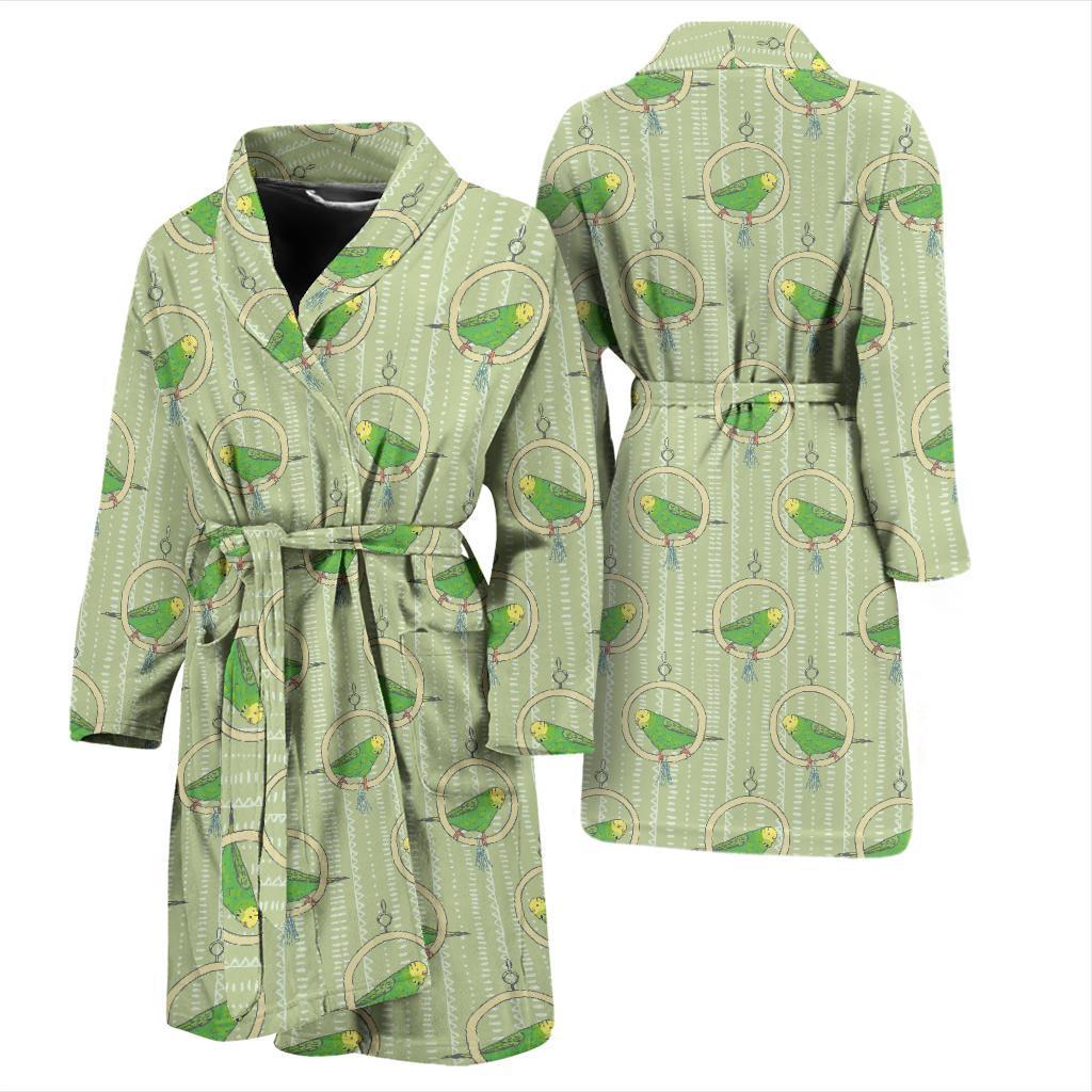 Budgerigar Pattern Print Design 02 Men Bathrobe-JORJUNE.COM