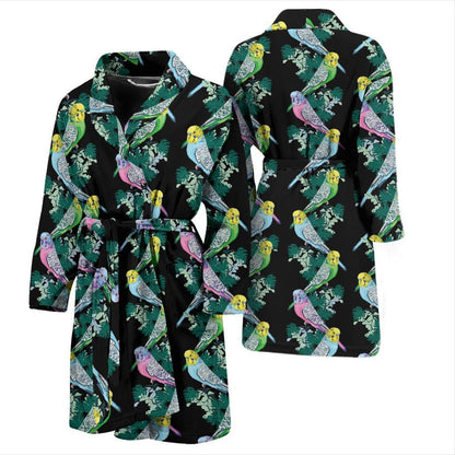 Budgerigar Pattern Print Design 03 Men Bathrobe-JORJUNE.COM