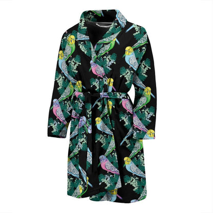 Budgerigar Pattern Print Design 03 Men Bathrobe-JORJUNE.COM