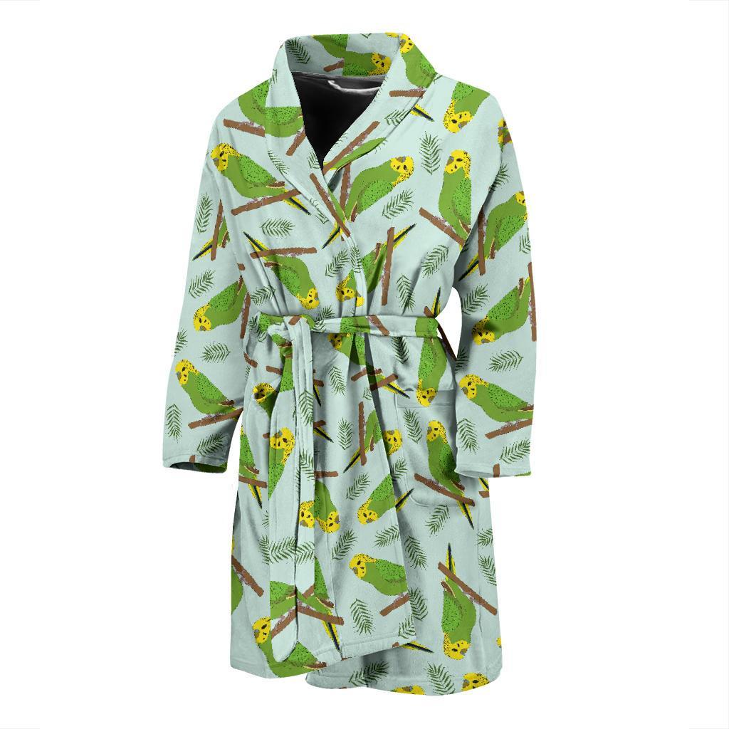 Budgerigar Pattern Print Design 04 Men Bathrobe-JORJUNE.COM