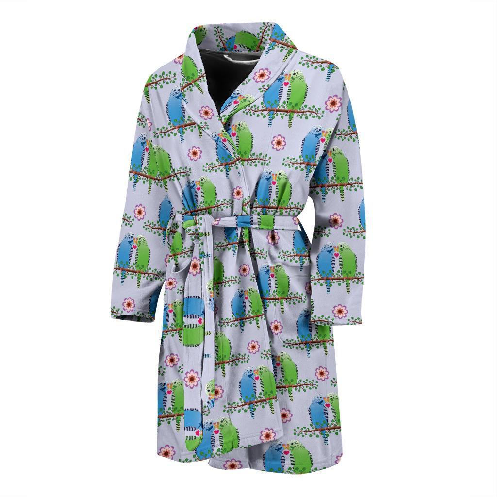 Budgerigar Pattern Print Design 05 Men Bathrobe-JORJUNE.COM