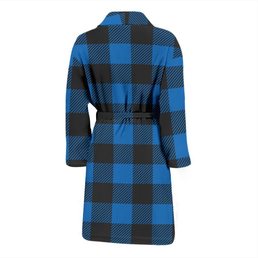 Buffalo check Blue Pattern Print Design 03 Men Bathrobe-JORJUNE.COM