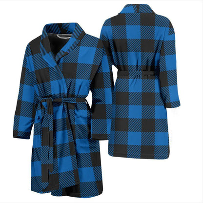 Buffalo check Blue Pattern Print Design 03 Men Bathrobe-JORJUNE.COM