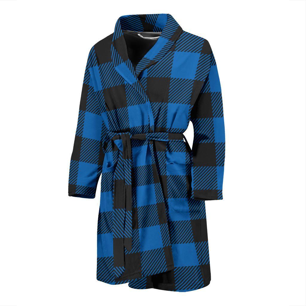 Buffalo check Blue Pattern Print Design 03 Men Bathrobe-JORJUNE.COM