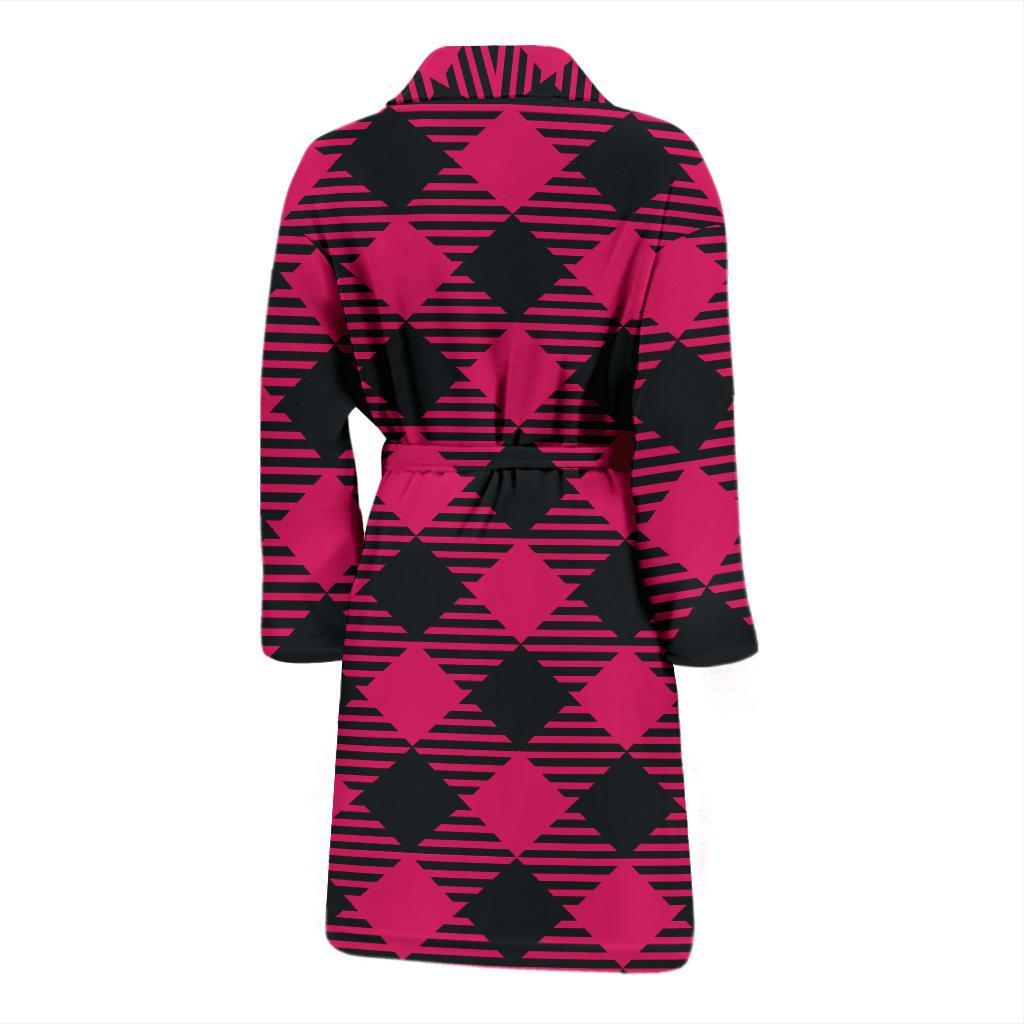 Buffalo check Pink Pattern Print Design 01 Men Bathrobe-JORJUNE.COM