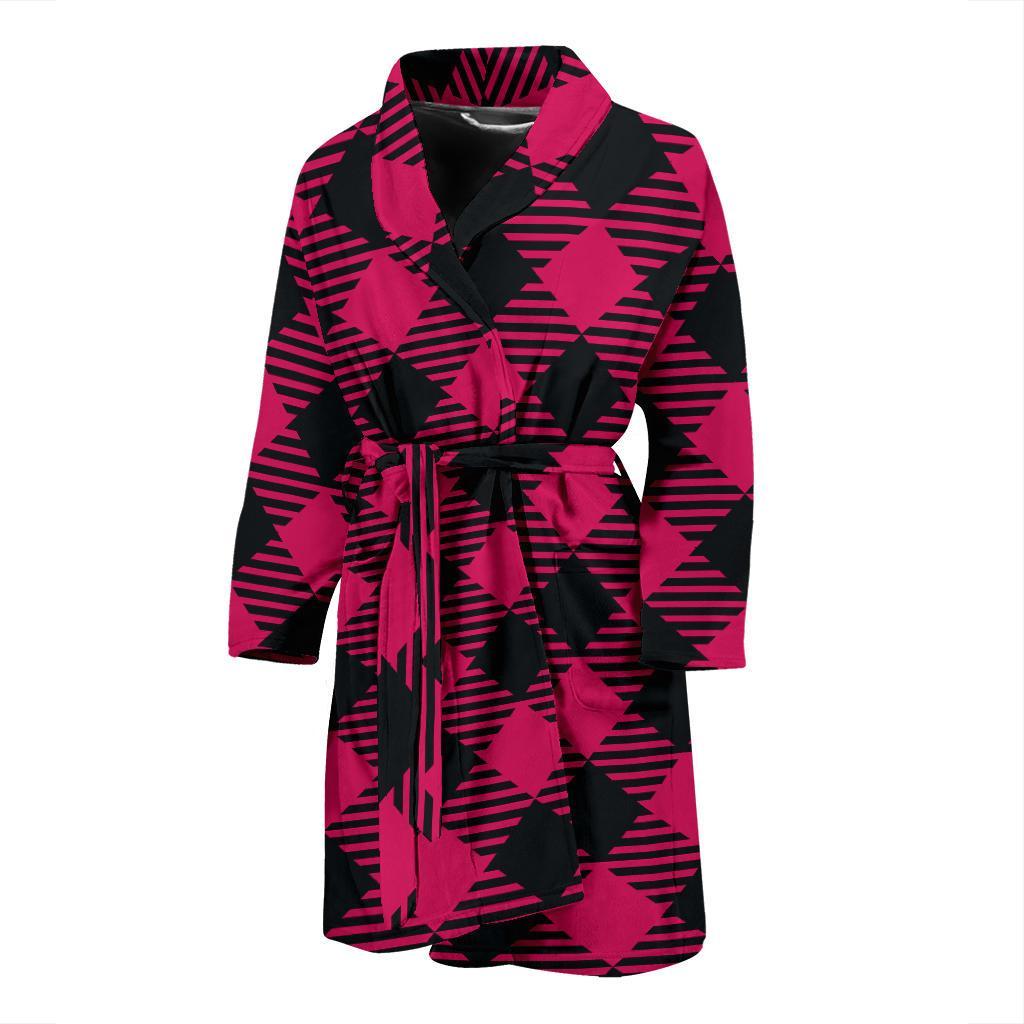 Buffalo check Pink Pattern Print Design 01 Men Bathrobe-JORJUNE.COM