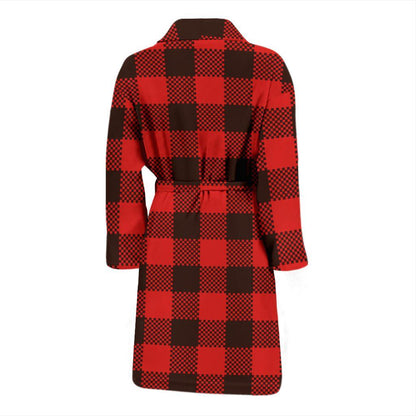 Buffalo check Red Pattern Print Design 05 Men Bathrobe-JORJUNE.COM