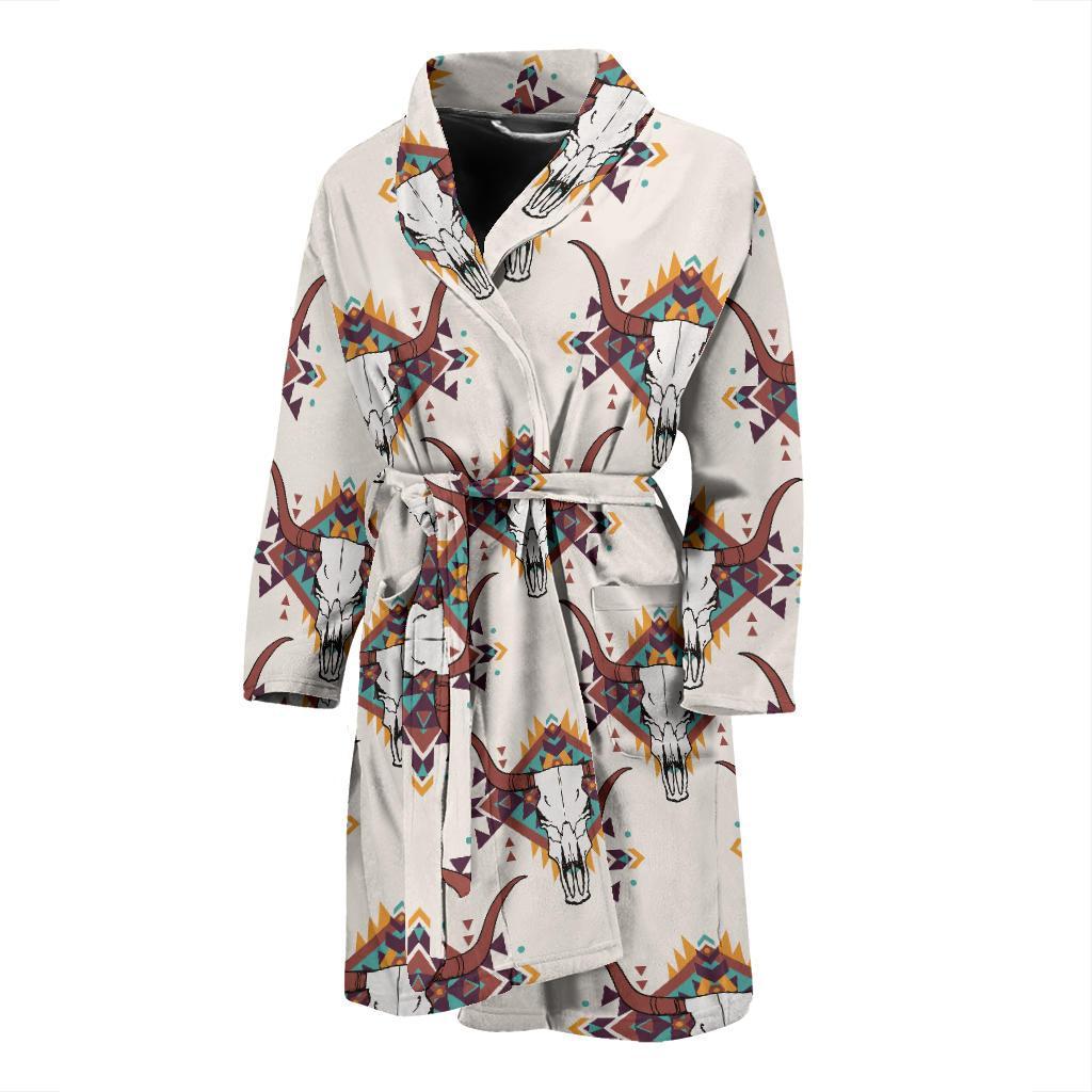 Buffalo Head Pattern Print Design 02 Men Bathrobe-JORJUNE.COM