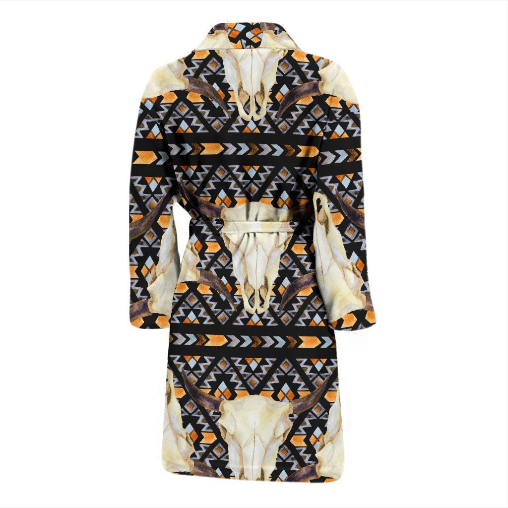 Buffalo Head Pattern Print Design 03 Men Bathrobe-JORJUNE.COM