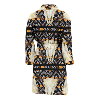 Buffalo Head Pattern Print Design 03 Men Bathrobe-JORJUNE.COM