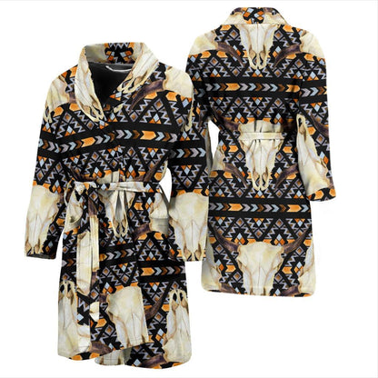 Buffalo Head Pattern Print Design 03 Men Bathrobe-JORJUNE.COM