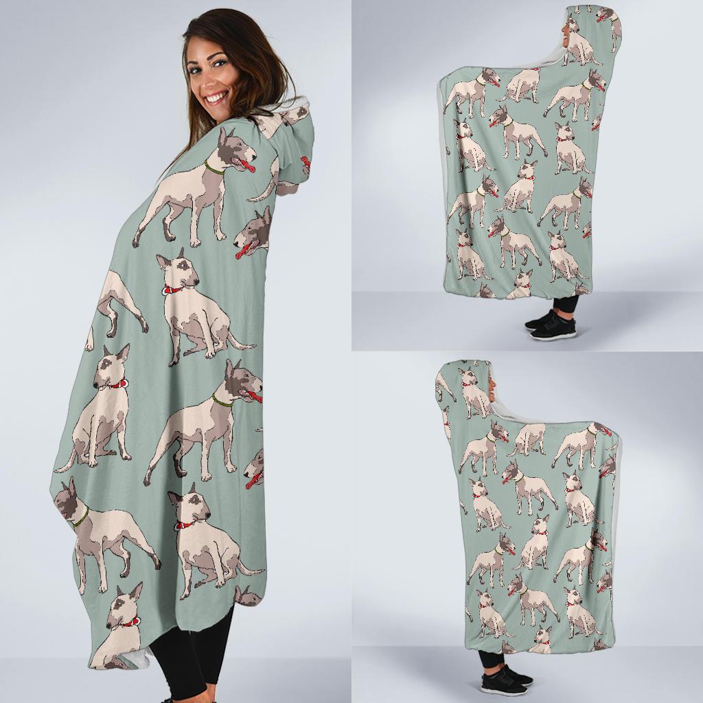 Bull Terrier Cute Print Pattern Hooded Blanket-JTAMIGO.COM