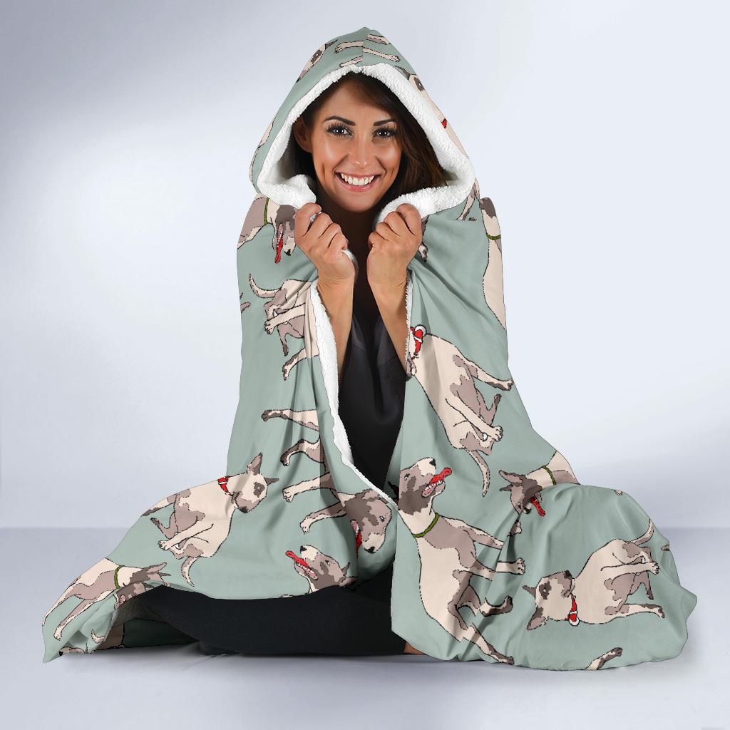 Bull Terrier Cute Print Pattern Hooded Blanket-JTAMIGO.COM