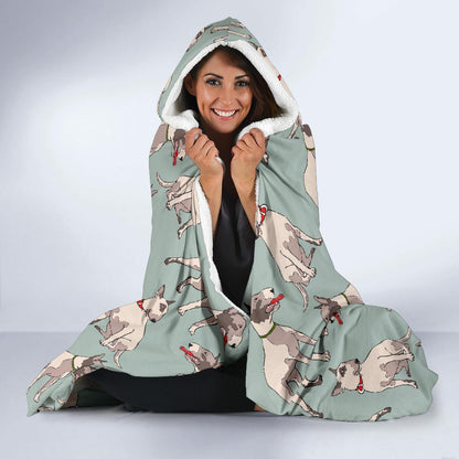 Bull Terrier Cute Print Pattern Hooded Blanket-JTAMIGO.COM