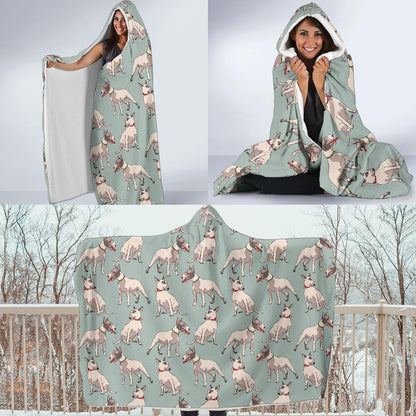 Bull Terrier Cute Print Pattern Hooded Blanket-JTAMIGO.COM