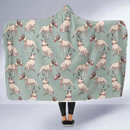 Bull Terrier Cute Print Pattern Hooded Blanket-JTAMIGO.COM