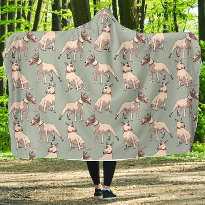 Bull Terrier Cute Print Pattern Hooded Blanket-JTAMIGO.COM