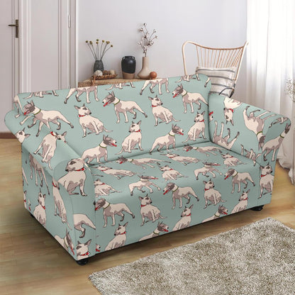 Bull Terrier Cute Print Pattern Loveseat Slipcover-JTAMIGO.COM