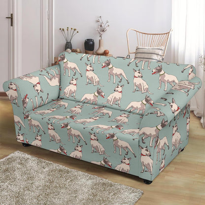 Bull Terrier Cute Print Pattern Loveseat Slipcover-JTAMIGO.COM