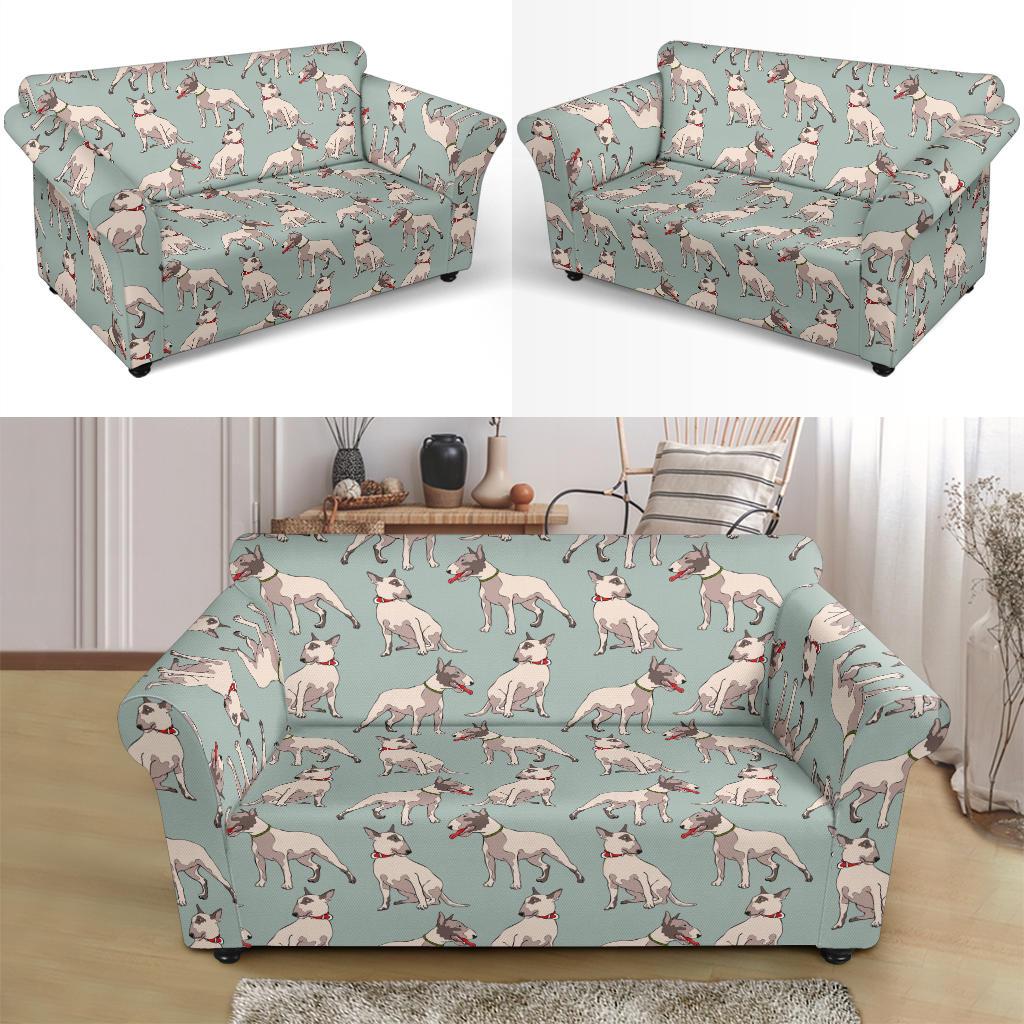 Bull Terrier Cute Print Pattern Loveseat Slipcover-JTAMIGO.COM
