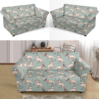 Bull Terrier Cute Print Pattern Loveseat Slipcover-JTAMIGO.COM