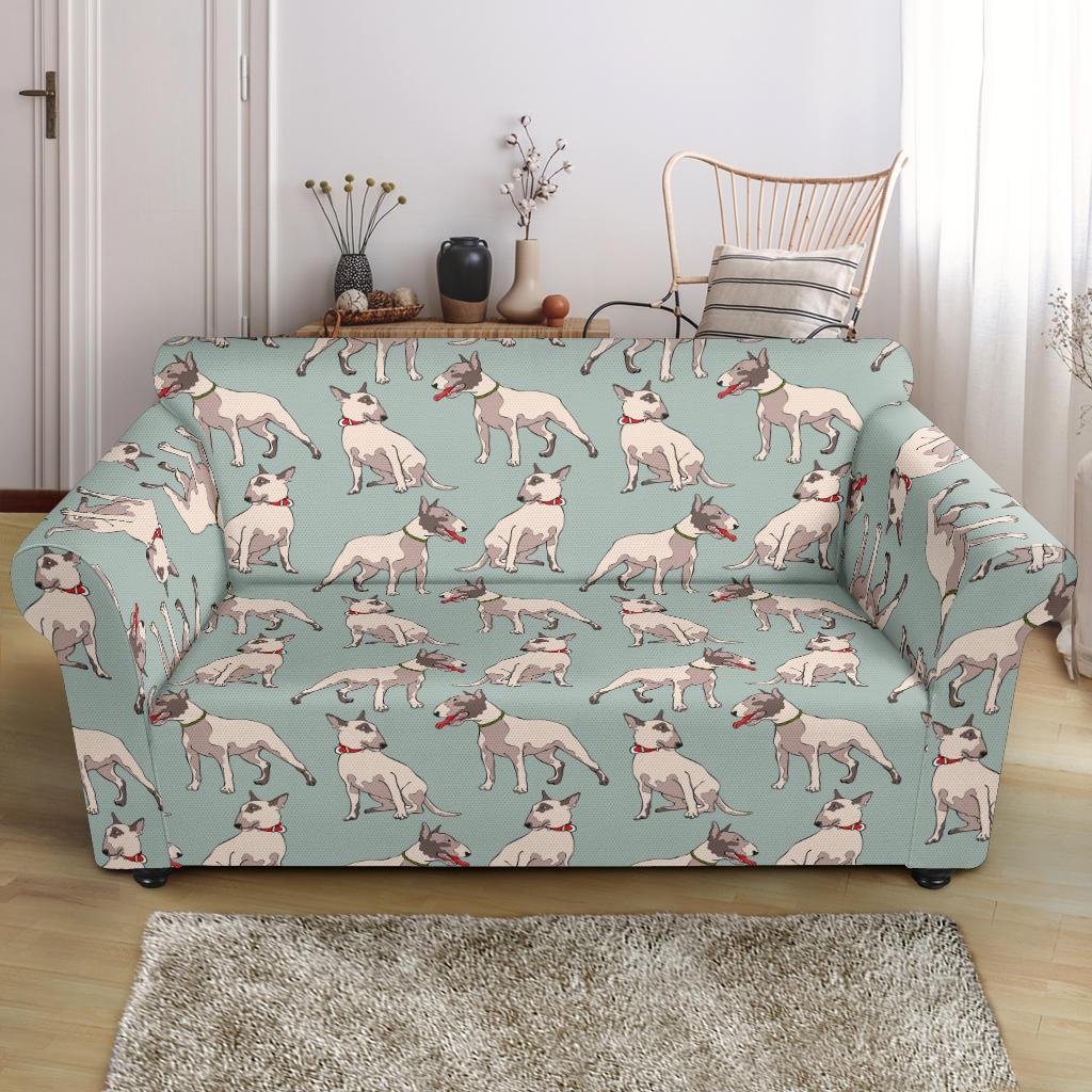 Bull Terrier Cute Print Pattern Loveseat Slipcover-JTAMIGO.COM