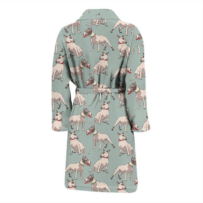 Bull Terrier Cute Print Pattern Men Bath Robe-JTAMIGO.COM