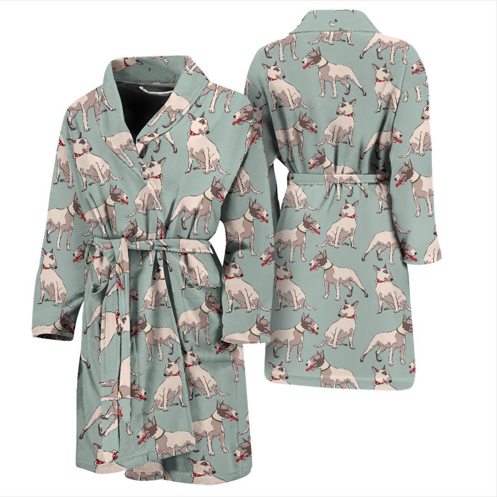 Bull Terrier Cute Print Pattern Men Bath Robe-JTAMIGO.COM