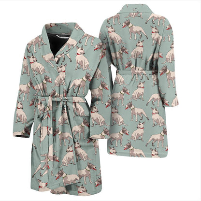 Bull Terrier Cute Print Pattern Men Bath Robe-JTAMIGO.COM