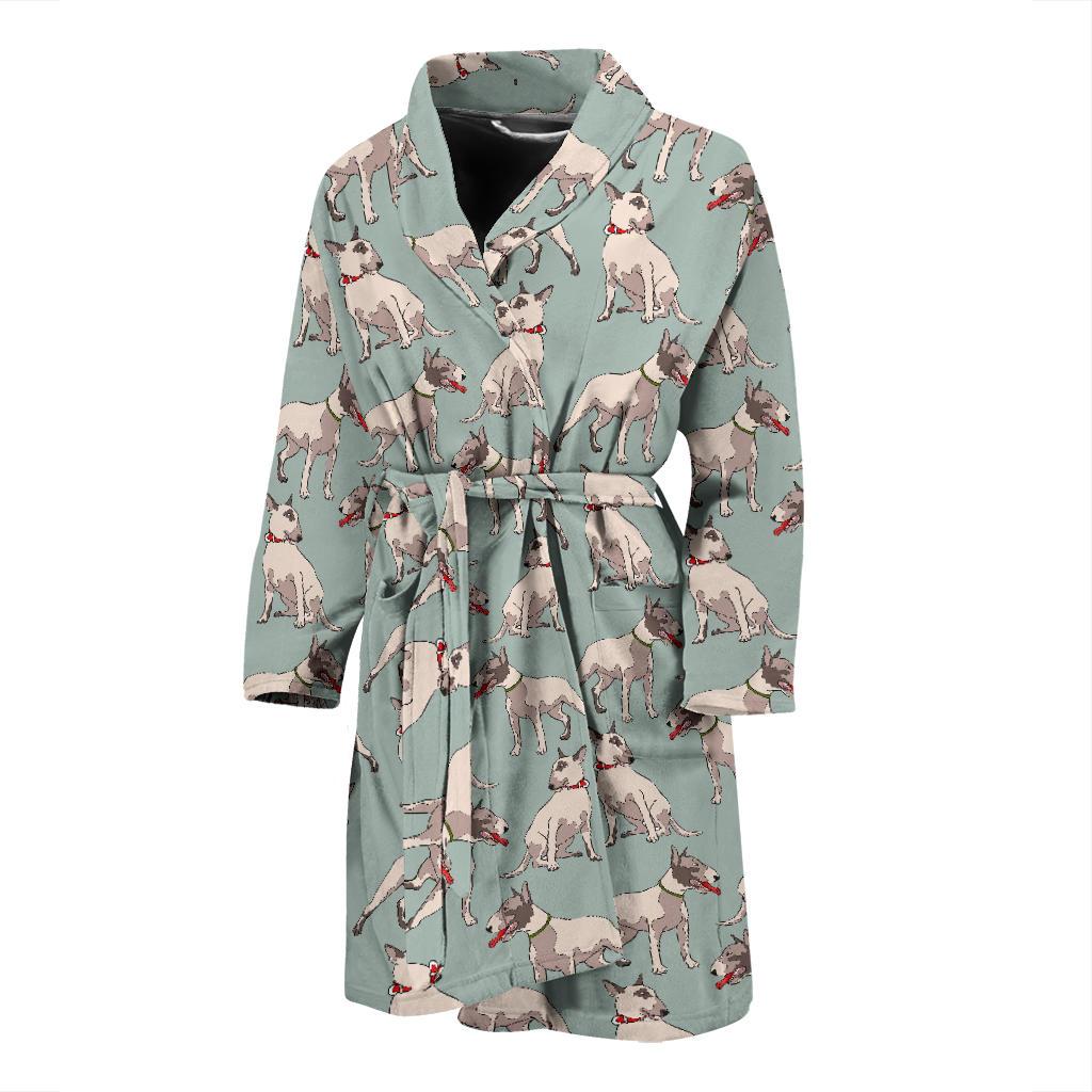 Bull Terrier Cute Print Pattern Men Bath Robe-JTAMIGO.COM