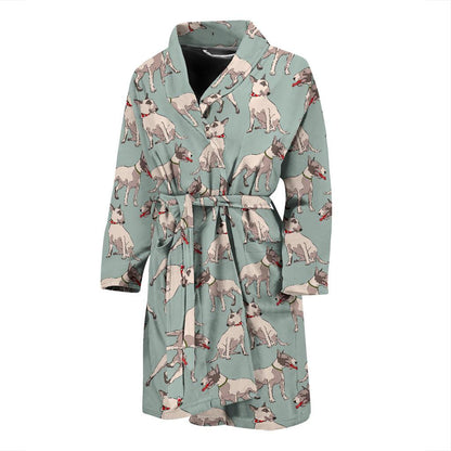 Bull Terrier Cute Print Pattern Men Bath Robe-JTAMIGO.COM