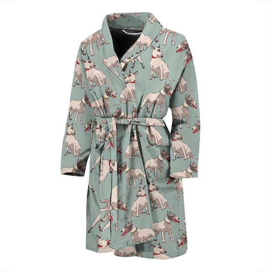 Bull Terrier Cute Print Pattern Men Bath Robe-JTAMIGO.COM