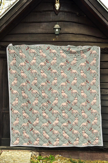 Bull Terrier Cute Print Pattern Premium Quilt-JTAMIGO.COM