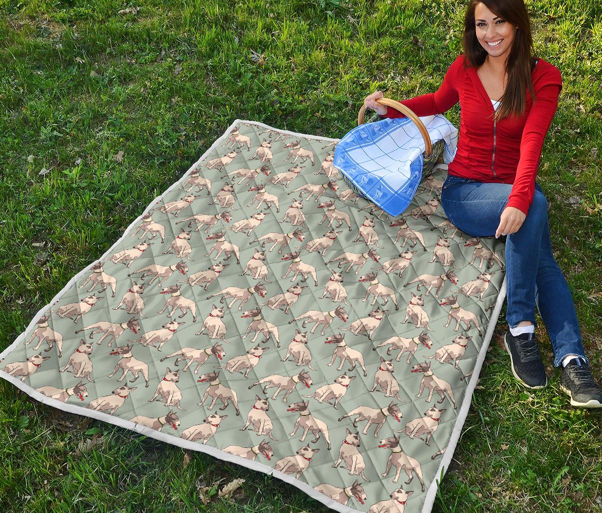 Bull Terrier Cute Print Pattern Premium Quilt-JTAMIGO.COM