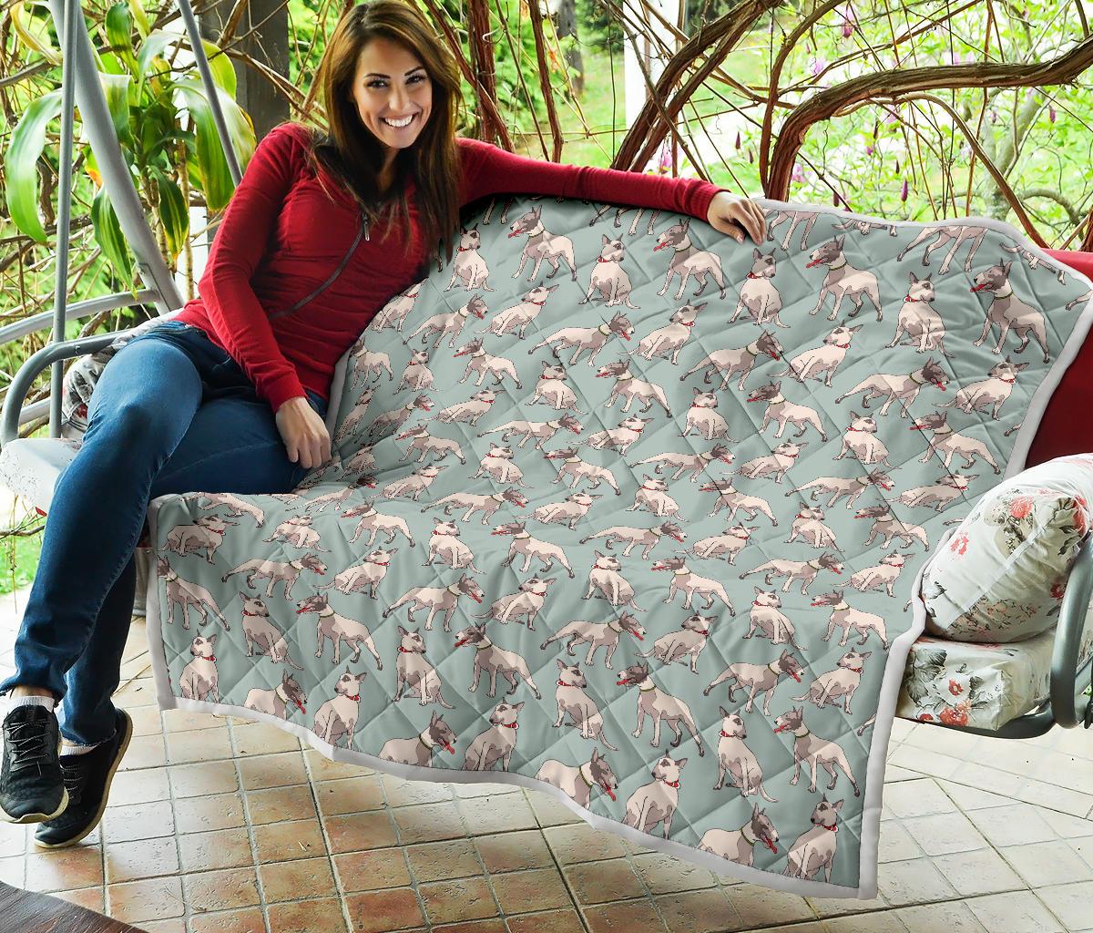 Bull Terrier Cute Print Pattern Premium Quilt-JTAMIGO.COM